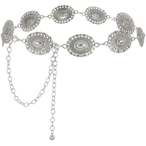 JASGOOD Turquoise Concho Chain Belt for Women Cover