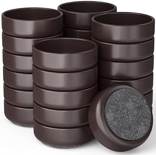 Premium Felt Floor Cups/Castors (4 x Dark Wood Large 60mm) - Protect Your Wood Laminate, Wooden, Tile & Lino Floors from Scratches