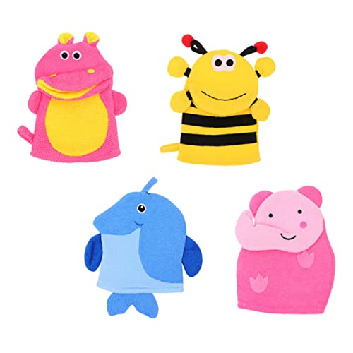 KAILIKETIY 4個子供用バスグローブ カー動物デザイン バスムエクスフォリエー
