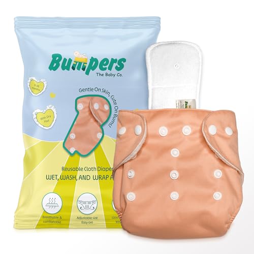 Image of Bumpers Baby Reusable Cloth Diaper with Insert Pad | Leak-Proof, Super Absorbent & Ultra Soft | Adjustable & Washable Cloth Diaper | Prevent Rashes | Freesize 5-17Kg | (3M-3Y), Pack Of 1, Orange