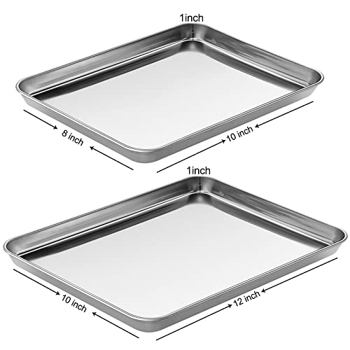 Baking Sheet Set Of 2, Zacfton Stainless Steel Cookie Sheet Baking Pan, 12 Inch &10 Inch Jelly Roll Pan Toaster Oven Tray, Non Toxic & Heavy Duty & Mirror Finish & Rust Free & Easy Clean #TOP1