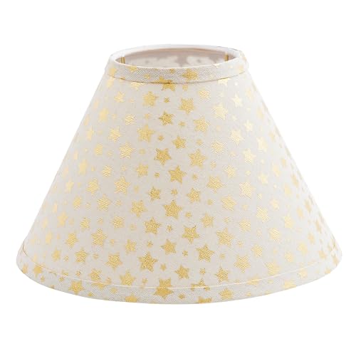 Image of Aspen Creative 56051, Hardback Empire Transitional UNO Shade /Light Beige Golden Stars Linen Fabric, 4 inchTop x 10 inchBottom x 7 inchSlant /Slip UNO 33mm /Table Lamp