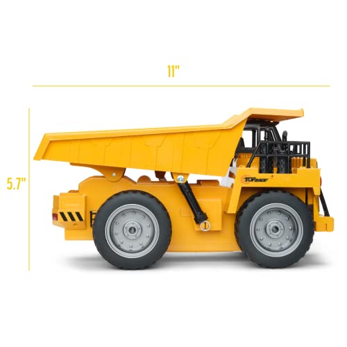 Top Race Rc Remote Control Dump Truck Toy | 11" X 5.7" | Alloy Metal And Plastic 4Wd With Heavy Rubber Tires - 2.4Ghz - Toy Trucks Rc Dump Truck Rc Construction Vehicles Remote Control Tractor #TOP5