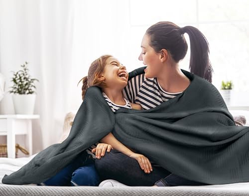 Utopia Bedding Smoke Gray 100% Cotton Blanket [King Size - 90x108 Inch] 350GSM Lightweight, Soft and Breathable Thermal Blanket for All Seasons