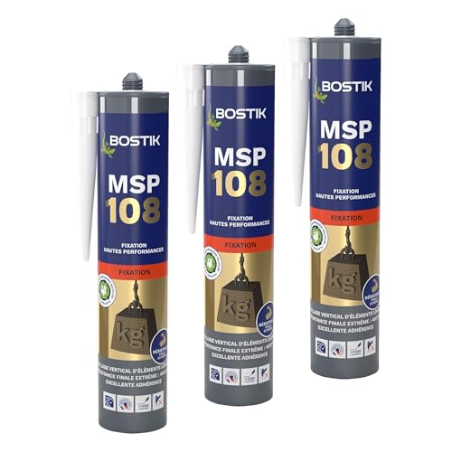 Bostik MSP 108 - Mastic de Fixation Hautes Performances - Formule MS Polymères - Intérieur/Extérieur - Maintien Immédiat - sans Solvant et sans Isocyanate...
