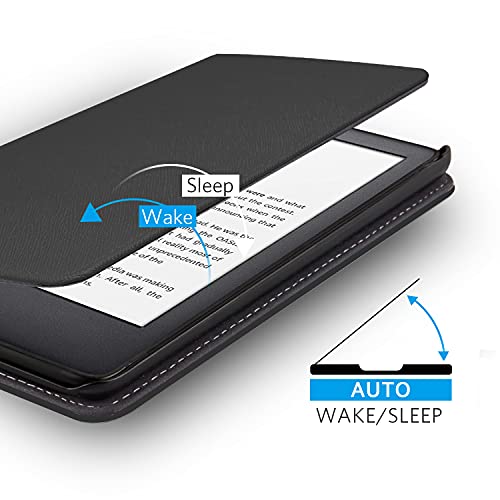 Image of CoBak Case with Stand for 6 Inch Kindle 2024 and 2022 Releases (11th Generation)- PU Leather Smart Cover with Auto Sleep /Wake & Hand Strap, Premium Protective Case for Kindle Basic,Black