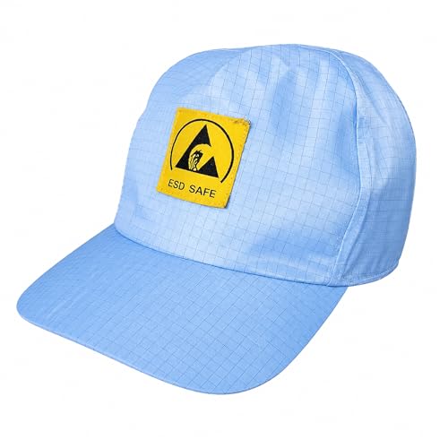 Image of Rojex Blue ESD Cleanroom Cap - Anti-Static, Unisex Headwear for Labs, Electronics, Assembly & Static-Sensitive Work - Polyester, Machine Washable