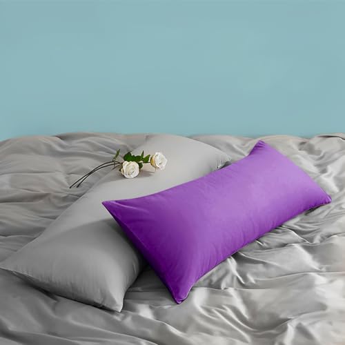 FLXXIE Body Pillow Cover - Super Soft Microfiber 20x54 Body Pillow Case - Envelope Closure, Wrinkle, Stain Resistant Purple Body Pillowcase, 20x54, Purple