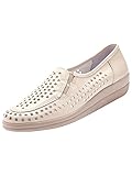  Pediconfort - Mocassins en Cuir perforés - Femme - Taille : 37 - Couleur : Beige