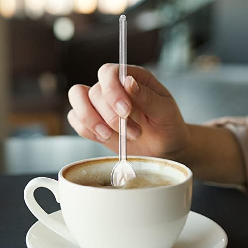 DOITOOL Glass Stirring Rods 6pcs Glass Coffee Stirring Spoons Stainless Steel Long Handle Stirring Spoon for Iced Tea Dessert Cocktail Ice Cream Sundae Coffee Spoon