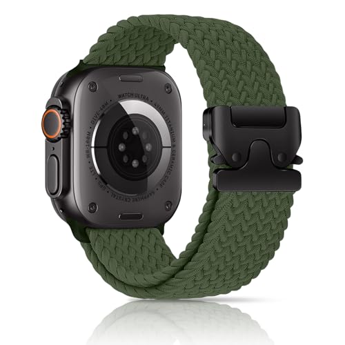 chinbersky flätat armband för Apple Watch 10 armband 49 mm 46 mm 45 mm 44 mm 42 mm 40 mm 41 mm 38 mm, elastiskt justerbart nylontyg armband för Apple Watch SE/2 iWatch10 9 8 7 6 5 4 3 Ultra/2, 44mm