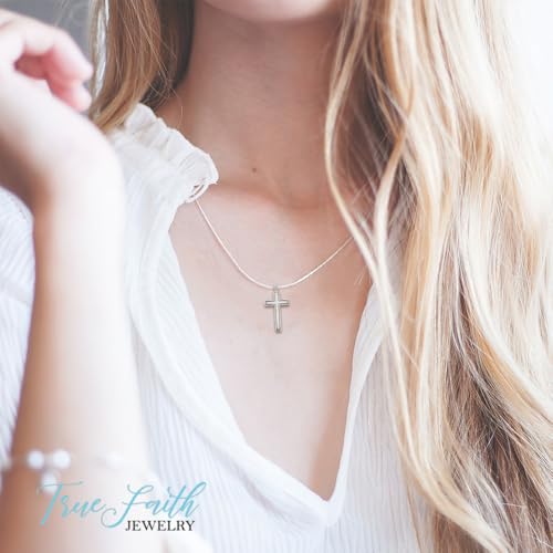True Faith Jewelry Sterling Silver Cross Pendant Necklace Religious Jewelry, 1 1/4-Inch4