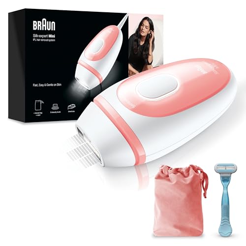 Braun Luz Pulsada Silk-Expert Mini PL1014 Depiladora IPL, Reducción Del Vello Visible En Casa, Blanca/Rosa, Con Funda De Viaje, Tamaño Compacto Para Llevarla Donde Quieras, Fácil, Segura Y Eficiente