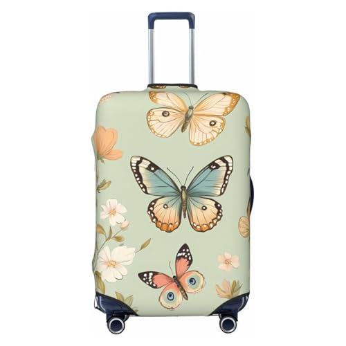 Butterfly Flower Elastic Travel Luggage Cover, Washable Spandex Suitcase Protector, Anti-Scratch Fits 18-32 Inch