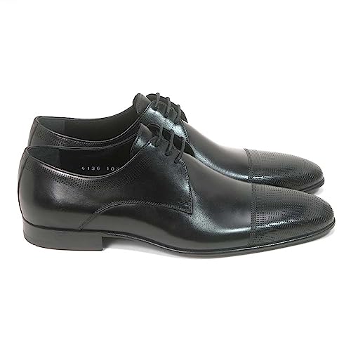 Image of Golden Pass Men's Black Cap Toe Leather Sole Oxfords Dress Shoes