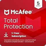 McAfee Total Protection 5-Device | AntiVirus Software 2026 for Windows PC & Mac, AI Scam Detection, VPN, Password Manager, Identity Monitoring | 1-Year Subscription with Auto-Renewal | Download