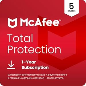 McAfee Total Protection 2026 Antivirus Software for 5 Devices | Auto-Renews