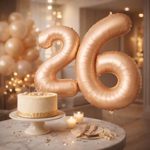 Image of Wanna Party 40 Inches Apricot Super Shape Number 6 Balloon, 60th Birthday, Number Balloons for Themes & Events, Birthday Supplies & Decoration - Caramel Light brown Foil Number balloon