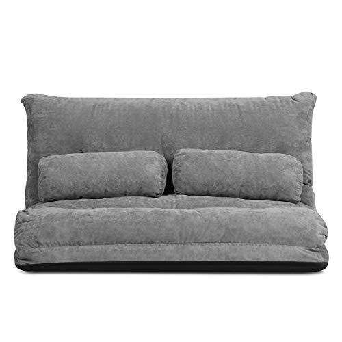 Giantex Adjustable Floor Sofa Couch with 2 Pillows, Multi-Functional 6-Position Foldable Lazy Sofa Sleeper Bed, Multi-Functional Suede Floor Seating Sofa for Reading Gaming (Gray) Giantex Adjustable Floor Sofa Couch with 2 Pillows, Multi-Functional 6-Position Foldable Lazy Sofa Sleeper Bed, Multi-Functional Suede Floor Seating Sofa for Reading Gaming (Gray)