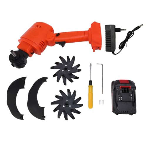 XUXHOU Cultivatore del Timone a Cordone, Mini Coltivatore Giardino a Batteria a Cordone per Il Caricatore della Batteria Diserbante Incluso (Plug dell'UE 100-240V)