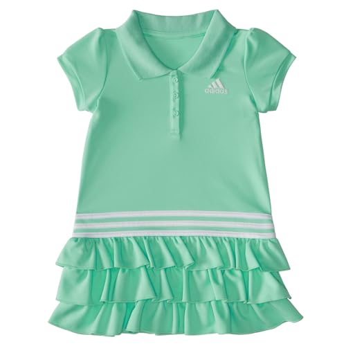 adidas Girls' Little Short Sleeve Active Sporty Tennis Polo Dress, Easy Green, 6X