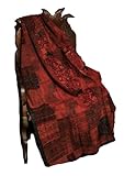 Red/Rust Guatemalan Huipile Throw Blanket