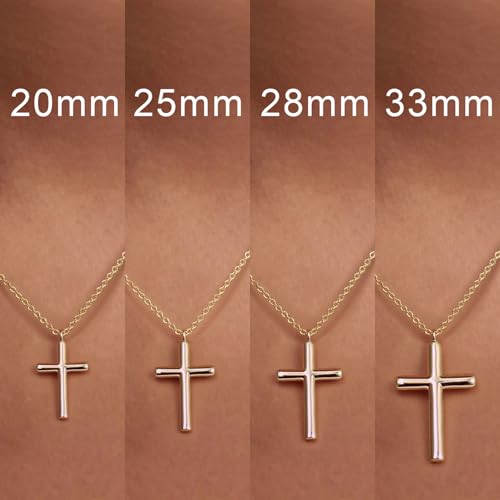 NEARLAND Cross Necklace for Women 14K Gold Cross Necklaces for Women Simple Gold Chain Faith Pendant Necklace Womens 20/25/28/33mm3