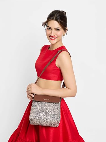 Image of ZOUK Flap Sling Bag | Crossbody Bags for Women | Women's Handbags | Stylish | Vegan Leather Evening Bag | Travel & Office Use | Purse and Wallet | Colaba Shirin Print