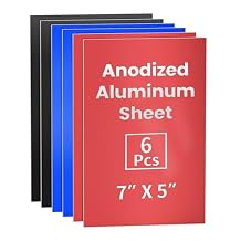 GCGOODS 6 Pcs 7 x 5 inch Anodized Aluminum Sheet Set, Metal Blanks for Laser Engraving, Engraving Plates for Crafting, Decoration, DIY, Three Colors