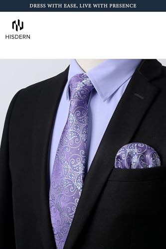 Image of HISDERN Mens Dress Shirt with Tie Pocket Square Set Classic Button Down Shirt Matching Tie Long Sleeve Shirts