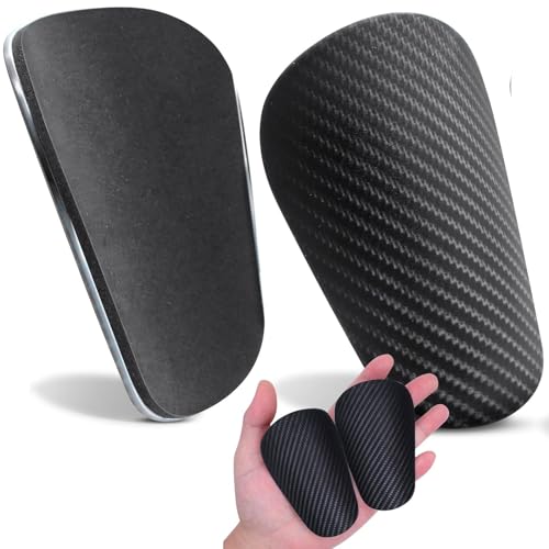 YUNYU Espinilleras de fibra de carbono, 11,5 x 6 cm, protectores de piernas de fútbol para adultos y jóvenes con espuma EVA, juego de 2 piezas