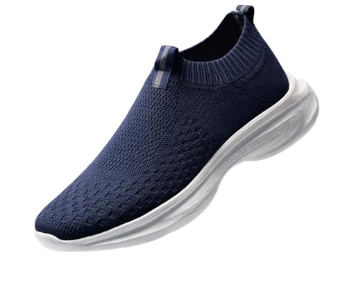 Kraasa Trial Running Shoes with Lightweight Memory Insole | Breathable, Anti-Skid Knit Sneaker, Walking & Gym Shoes Navy UK 9