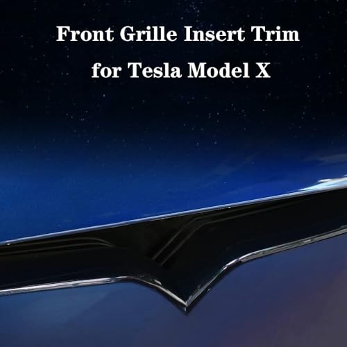 Image of ABS Piano Black Front Grille Trim for Tesla Model X 2016-2020 | Front Grille Insert Molding Trim1PCS, Shields Front Grille Surface From Scratches, Dustproof & Easy To Clean