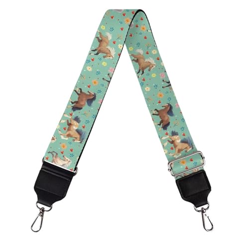 Image of Flower Horse Wide Bag Straps Replacement Crossbody Guitar Straps for Handbags /Purses /Messenger /Duffel Bags Backpack Straps Replacement Adjustable Length from 30 inch to 50.3 inch