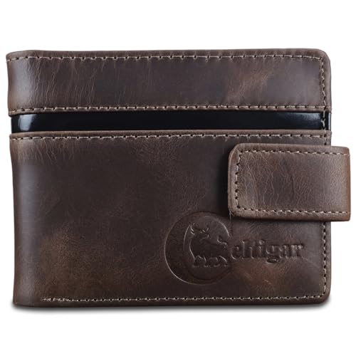 Carteira Masculina De Couro Legítimo Antifurto Bloqueio Rfid (Marrom Café - Couro CBFT)