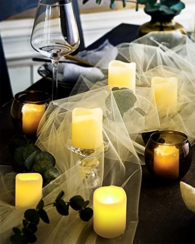 LOGUIDE Flameless Votive Candles,24 Pack Battery Operated Flickering LED Electric Fake Candle Bulk for Party,Christmas Wedding Proposal Decorations,Warm White(1.5"x 2")