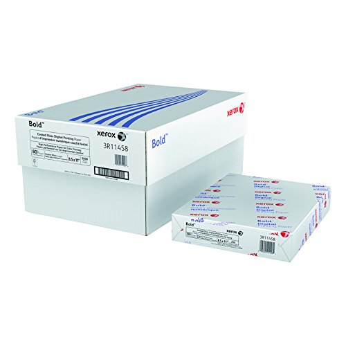Xerox 3R11458 Bold Coated Gloss Digital Printing Cover Paper, 8 1/2 x 11, White (Pack of 250 Sheets)