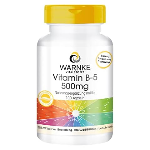 Vitamin B5 500 mg - 100 Kapseln Pantothensäure, Hochdosiert, Vegan | Warnke Vitalstoffe Cover
