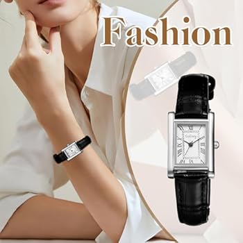 JewelryWe Vierkant dameshorloge van leer: elegant analoog polshorloge Romeins cijfer cadeau voor jou