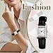 Imagen de JewelryWe Reloj Cuarzo Analógico Mujer: Relojes Vintage Clásico de Rectangular para Señora Correa de Cuero Negro Escala de Números Romanos