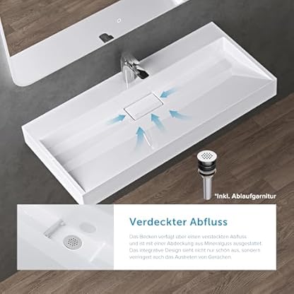 doporro Waschbecken Aufsatzwaschbecken Mineralguss Hängewaschbecken mit Nano-Beschichtung inkl. Ablaufgarnitur Col19 – Bild 4