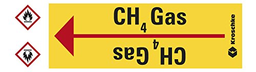 LEMAX® Rohrleitungsband CH4 Gas, praxisbewährt, ab Ø 10mm, gelb/schwarz, 33m/Rolle