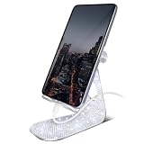Erolagomat Bling Crystal Tablet Stand for Desktop,Glitter Adjustable Tablet Holder,Stand Dock Holder Compatible with iPad Pro 11,9.7,10.5,12.9 Air Mini 4 3 2, Kindle, Nexus,4-13" Tablets (Silver)