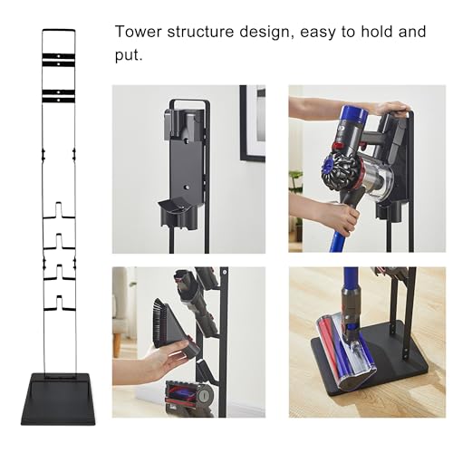 EZ SPARES Vacuum Stand,Vacuum Accessories Stable Metal Storage Bracket Holder Compatible with Dys Handheld V15 V11 V10 V8 V7 V6 Cordless Vacuum Cleaners(Black)