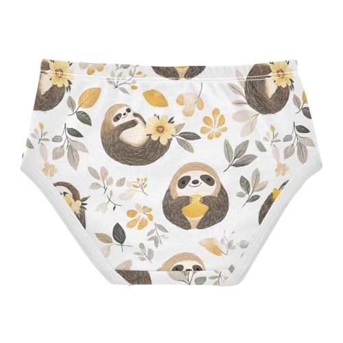 Wusikd Sloth Flowers Girls' Underwear Cotton Leaves Girls Briefs Soft Toddler Underwear 2T2