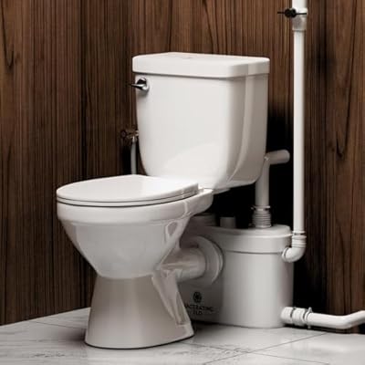 MaceratingFlo Upflush Toilet System 750 Watt, Compact Toilet Pump Up To 36 Feet, Basement Toilet With AC Vent, Slow-Close Seat, IP55 Enclosure, Ideal For Challenging Plumbing Layouts