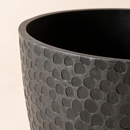 La Jolie Muse Outdoor Indoor Planters Flower Pots - 9.4 Inch Planter Pot Containers, Plant Pots, Black, Honeycomb #TOP3