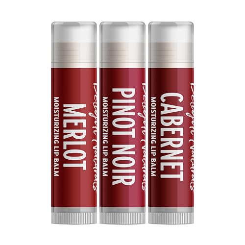 Delight Naturals Red Wine Lip Balm Gift Set - Merlot, Pinot Noir, and Cabernet.