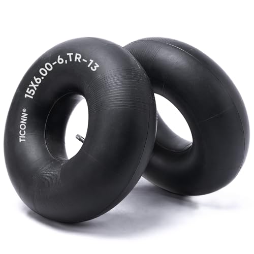 TICONN 15x6.00-6nhs Lawn Mower Tires Inner Tube, 2 Pack Inner Tire Tube for Wheelbarrow Tires, Replacement Tube with TR-13 Straight Valve Stem for Lawn Mower Tires 15x6.00-6, Wheelbarrows, Wagons