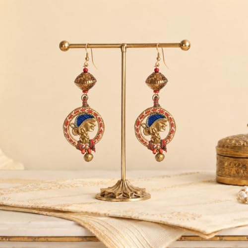 Image of Handcrafted Tribal & Dhokra Art Earrings Collection for Women - Royal Boho Statement Designs in Brass, Wooden, Beaded & Geometric Styles